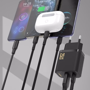 Dudao A26TCEU PD QC 25W GaN USB-A USB-C Wall Charger with USB-C Cable - Black