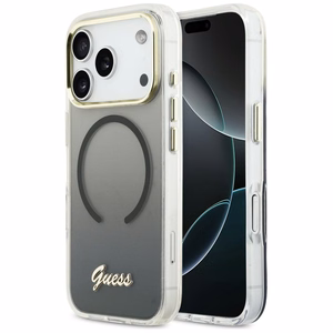 Guess IML Gradient Script Metal MagSafe Suojakuori iPhone 17 Pro Max:lle - Musta
