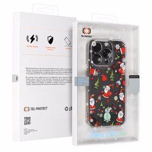 TEL PROTECT Joulu läpinäkyvä Suojakuori iPhone 16 Pro Max:lle Design 1