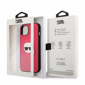 Karl Lagerfeld Nahka Ikonik Karl's Head Metal Case iPhone 13 mini - vaaleanpunainen