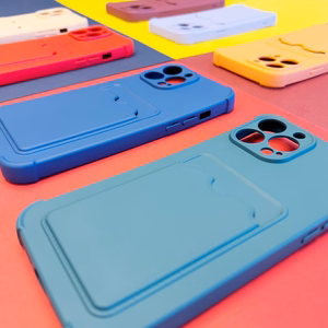 Card Armor Case Pouch Cover For Xiaomi Redmi Note 10 / Redmi Note 10S Card Wallet Silicone Armor Cover Air Bag Orange