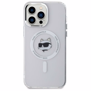 Karl Lagerfeld IML Metal Choupette Head MagSafe Case for iPhone 14 Pro Max - White