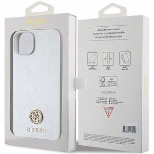 Guess GUHCP15MPS4DGPS iPhone 15 Plus 6.7 hopeinen/hopeinen kovakuori Strass Metal Logo