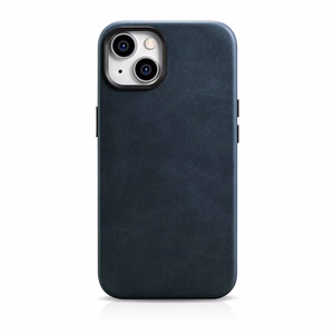 iCarer Öljyvaha Premium Nahkakotelo iPhone 14 Plus Magneettinen nahkakotelo MagSafe tumman sininen (WMI14220703-BU)