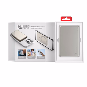 Forcell F-Energy Slim F5K9 -varavirtalähde, MagSafe-yhteensopiva, 5000 mAh, 15 W, QC 4.0, PD 3.0, Cloud Dancer