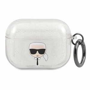 Karl Lagerfeld AirPods Pro Cover Glitter Karl's Head silver
