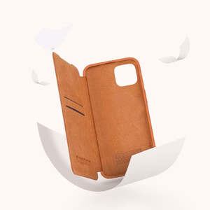 Kotelo Nillkin Qin Pro Nahka Apple iPhone 14 Plus sininen