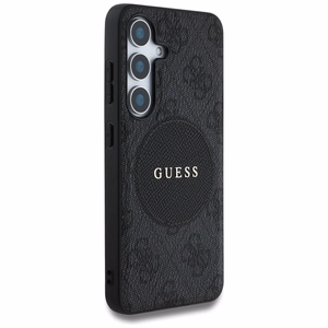 Guess HC MagSafe PU 4G Circle Classic Logo Suojakuori Samsung Galaxy S25:lle musta