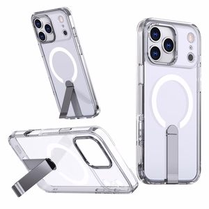 Hybrid Armor X Suojakuori jalustalla iPhone 17 Pro:lle, yhteensopiva MagSafen kanssa - läpinäkyvä