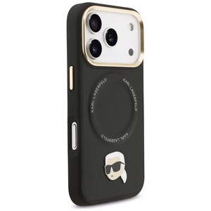 Karl Lagerfeld Big Strap Karl Metal Logo MagSafe suojakuori iPhone 17 Pro:lle - musta