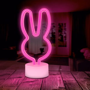 Neon LED jalustalla RABBIT vaaleanpunainen USB-C FSC-10 Forever Light