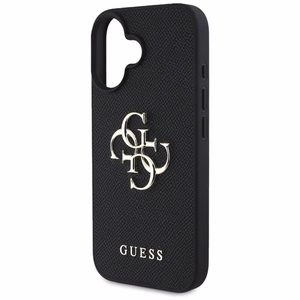 Guess Grained Big 4G Logo Small Classic Logo suojakuori iPhone 16:lle - musta