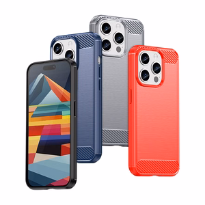 Flexible carbon pattern case for iPhone 15 Pro Carbon Case - black