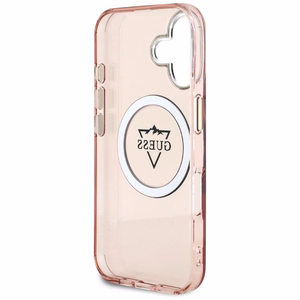 Guess IML Metal Mountain Logo MagSafe iPhone 16 Suojakuori - vaaleanpunainen