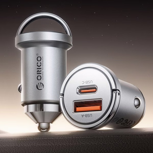 Orico MiniRing Pro 45W USB-A + USB-C autolaturi - hopeinen