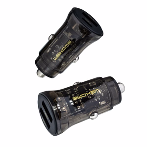 WEKOME WP-C40 Vanguard Series car charger, 2 × USB-A, 15 W, black and clear