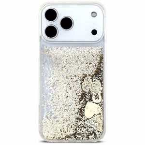 kullanvärinen Guess Liquid Glitter 4G Charms -suojakuori iPhone 18 Pro Max / 17 Pro Max -laitteille