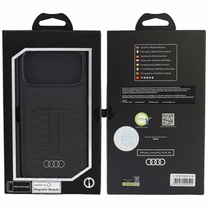 Audi -nahkasuojakuori laitteelle iPhone 18 Pro Max / 17 Pro Max, MagSafe-yhteensopiva – musta