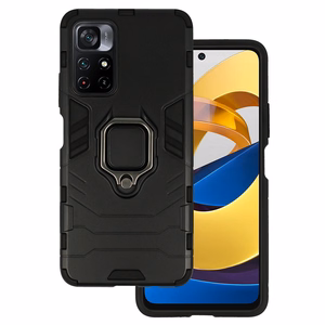 Ring Armor Suojakuori Xiaomi Redmi Note 11 5G/Note 11S 5G/Poco M4 Pro 5G:lle musta