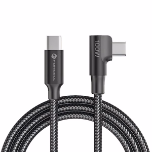 Kaapeli USB C - USB C Forcell F-Energy QC4.0 PD 5A 100W Cafule 90° 2 m CC-1Deg musta