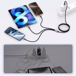 Tech-Protect UltraBoost DNA 3in1 USB-C / Micro-USB / Lightning -kaapeli 120 cm - harmaa