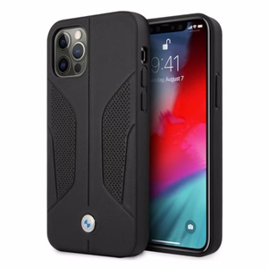BMW Nahka rei'itetyt sivut Kotelo iPhone 12 / iPhone 12 Pro - musta