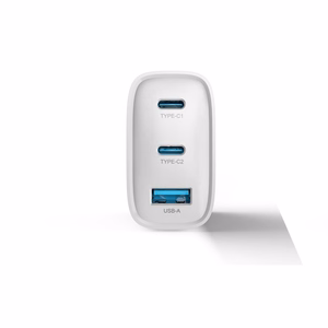 Devia Extreme PD GaN 65W Seinälaturi 2x USB-C 1x USB valkoinen + USB-C - USB-C kannettavan tietokoneen kaapeli