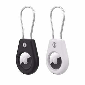 Apple AirTag kotelo teräsvaijerilla - musta + valkoinen (2 kpl)