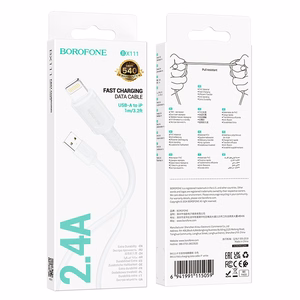 Borofone kaapeli BX111 Feliz - USB - Lightning - 2,4A 1 m valkoinen
