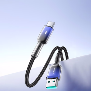 Joyroom S-A42 Crystal-Clear Series 3A USB-A - USB-C -kaapeli 1,2 m - musta