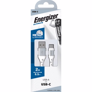 Energizer Ultimate C520CKWH USB-A–USB-C-lataus- ja datakaapeli, 2 m, valkoinen