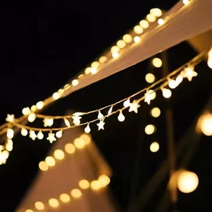 LED-valoketju 1,5M (10 LED-lamppua) USB parvekkeelle, tähdet + pallot, lämmin valkoinen