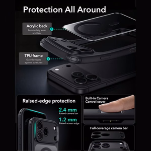 ESR Classic Hybrid MagSafe suojakuori mallille iPhone 18 Pro / 17 Pro – läpinäkyvä musta