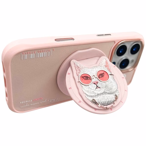 Nimmy Glasses Cool Cat MagSafe Suojakuori iPhone 16 Pro:lle - vaaleanpunainen