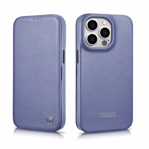 iCarer CE Premium Nahka Folio Case iPhone 14 Pro Max Magneettinen Flip Nahka Folio Case MagSafe Light Purple (WMI14220716-LP)