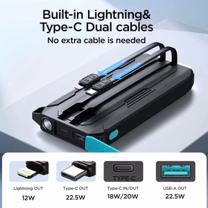 Powerbank Joyroom JR-L017 10000mAh, 22.5W, with Lightning + USB-C cable (black)