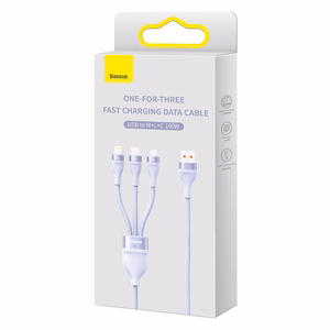 Baseus Cable Flash Series II 3 in 1 - USB to Type C, Lightning, Micro USB - 100W 6A 1,2 metres (CASS030005) purple