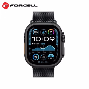 Hihna Apple Watch:lle Forcell F-Design FA11 teräslukko 38 / 40 / 41 mm musta