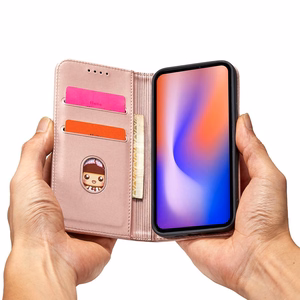 Magneettikorttikotelo iPhone 12 Pro Kotelo kortti lompakko kortti jalusta vaaleanpunainen