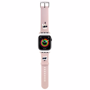 Karl Lagerfeld Apple Watch 38/40/41mm Vaaleanpunainen Hihna 3D Kumi Karl & Choupette