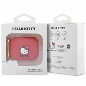 Hello Kitty Silicone 3D Kitty Head suojakuori AirPods Pro 2 (2022/2023):lle - fuksia