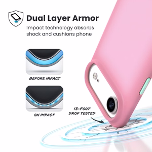 Speck Presidio Lux MagSafe suojakuori iPhone Air -laitteelle, Ibis Pink / Dark Ibis / Kanom Green -värinen