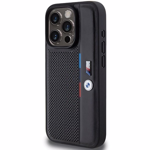 BMW Perforated Tricolor Line Suojakuori iPhone 15 Pro:lle - musta