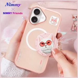 Nimmy Glasses Cool Cat MagSafe Suojakuori iPhone 16:lle - vaaleanpunainen