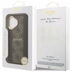 GUESS Suojakuori iPhone 17:lle MagSafe-yhteensopiva GUHMP17SPG4SEMCW (PU W/ 4G Stripe) ruskea