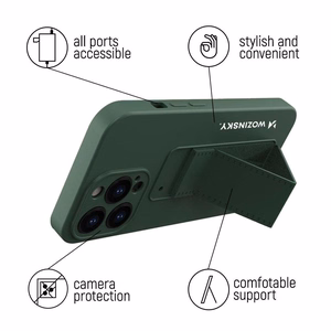 Wozinsky Kickstand Case silicone case with stand Xiaomi Redmi Note 11 Pro navy blue