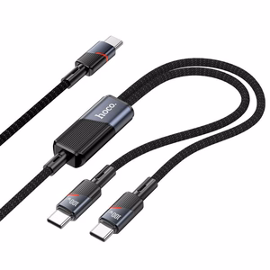 Kaapeli 2in1 USB-C - USB-C / USB-C Hoco 5A 100W 1,2 m U139 musta