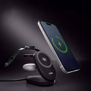 SBS Qi2.2 25W Inductive 3-in-1 Foldable Charging Station with MFI Certificate - Black