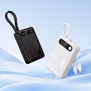 Hoco J171A -varavirtalähde 20000 mAh QC PD 2A 22,5W sisäänrakennetuilla kaapeleilla USB-C + Lightning, valkoinen