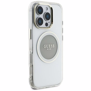 Guess IML Metal Colored Circle Classic Logo MagSafe Suojakuori iPhone 16 Pro Max:lle - harmaa